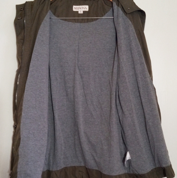 Merona olive green utility jacket with jersey lining and hood - Picture 11 of 13